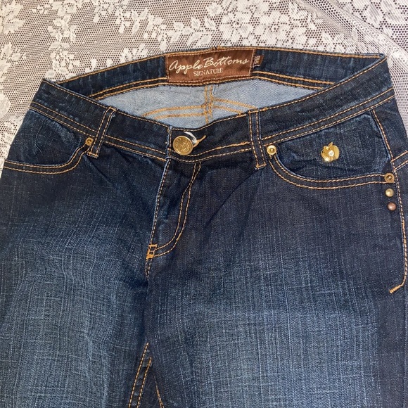Y2K NEW APPLE BOTTOM JEANS SZ 9/10  ORANGE POCKET DETAIL SIGNATURE VINTAGE RARE - Picture 8 of 13